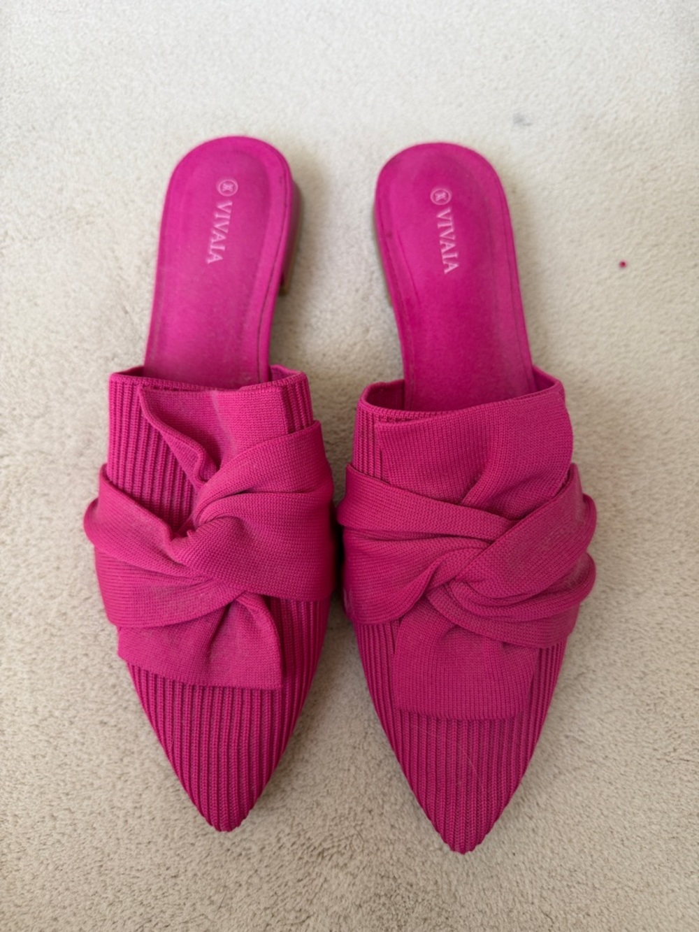 Vivaia Yaffa Women's Fuchsia Knot-Front Pointed Toe Mules sandals 40